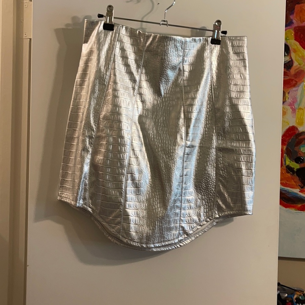 Missguided Silver Mini Skirt
